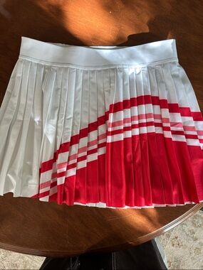 Athleta White and Red Pleated Tennis Skirt